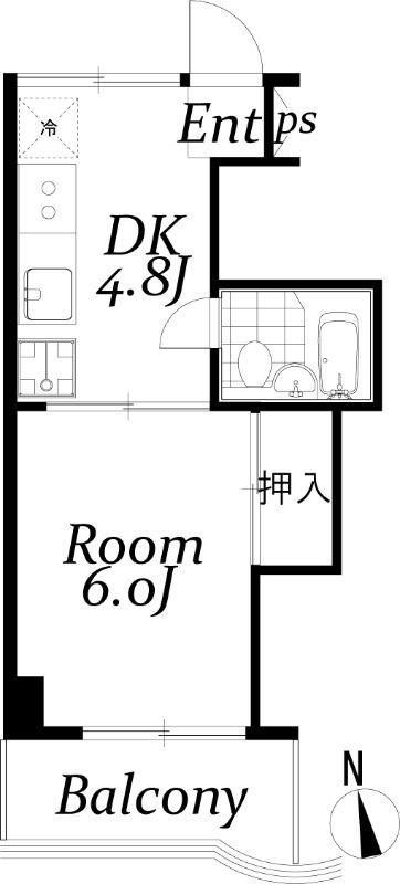 小山ステーションヒルズ(1K/5階)の間取り写真