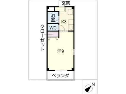 鈴鹿みらい(1K/2階)の間取り写真