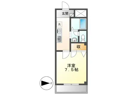ビューハイツ吉備路(1K/1階)の間取り写真