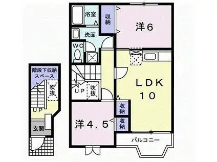 メゾンナカシマIIIC(2LDK/2階)の間取り写真