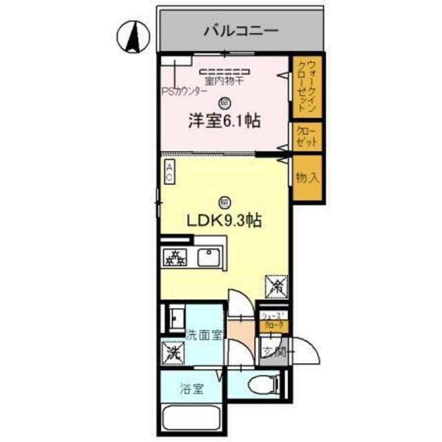 REJOICE紫竹(1LDK/3階)の間取り写真