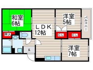 メゾンファミール(3LDK/1階)の間取り写真