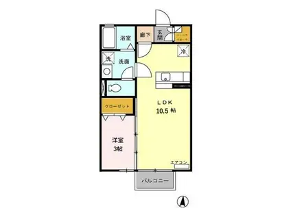 COMODO楠III(1LDK/2階)の間取り写真