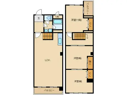 ネオライフ新大阪(3LDK/8階)の間取り写真