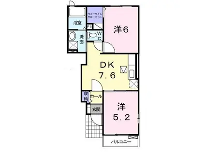 メロウ アヴェニューC(2DK/1階)の間取り写真