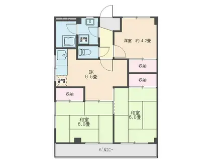 グリーンハイム城山(3DK/4階)の間取り写真