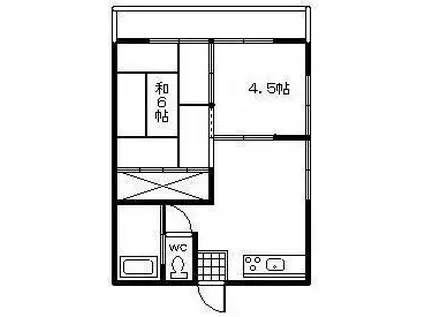 KAWAIDA CORPO(2DK/2階)の間取り写真