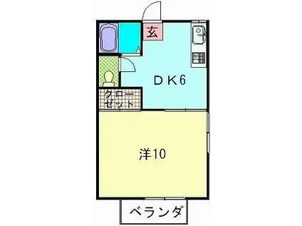 ハミング梁川(1DK/1階)の間取り写真