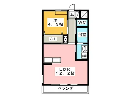 サンプレイス(1LDK/1階)の間取り写真