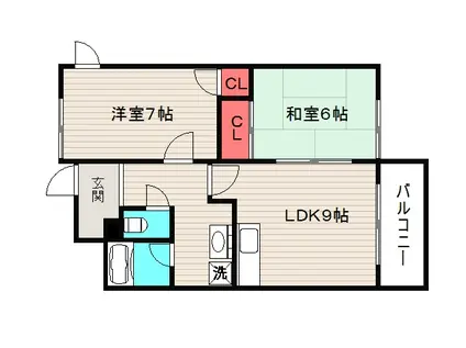 シャトーパルテール(2LDK/5階)の間取り写真