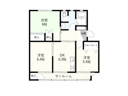 リッツ希望が丘I(3DK/3階)の間取り写真