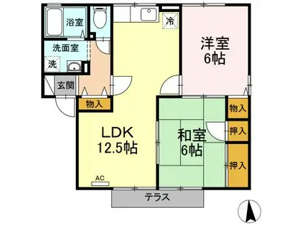 セジュールくり(2LDK/1階)の間取り写真