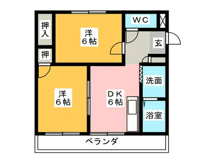 パークサイドノース(2DK/1階)の間取り写真