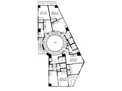 BAYSIDE90(1K/4階)の間取り写真