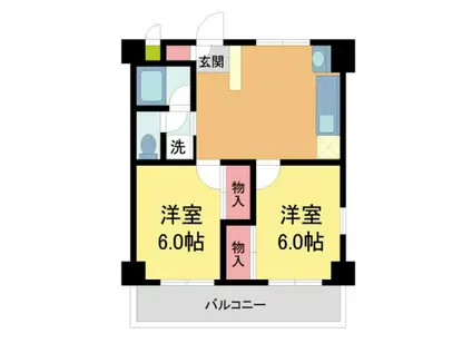 メゾンイン宝塚(2LDK/3階)の間取り写真
