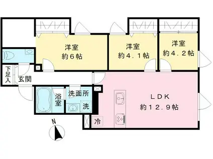 COEUR BLANC八幡山(3LDK/3階)の間取り写真