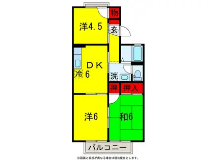グリーンヒルズB(3DK/1階)の間取り写真