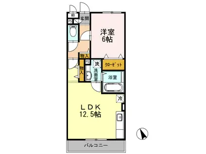 グランドソレイユ(1LDK/2階)の間取り写真