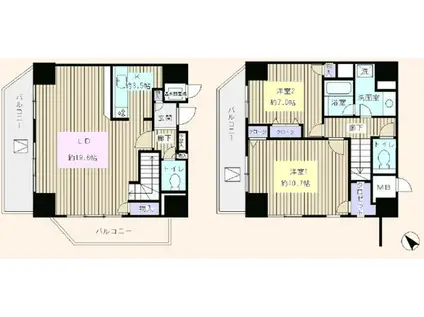 トレステージ目黒(2LDK/17階)の間取り写真