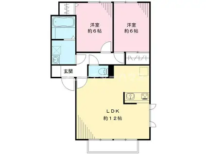 エーデルハイムA(2LDK/1階)の間取り写真