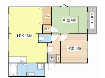 ピアコート(2LDK/2階)の間取り写真