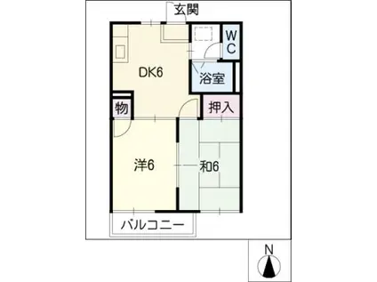 フレグランスグリンピース(2DK/2階)の間取り写真