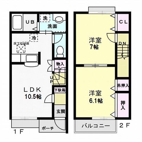 メゾングラシア B(2LDK/1階)の間取り写真