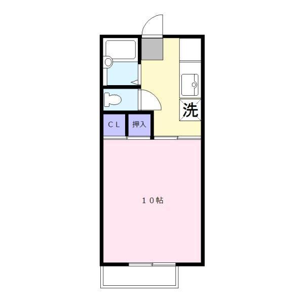 ヴィラ円城寺B棟(1K/2階)の間取り写真
