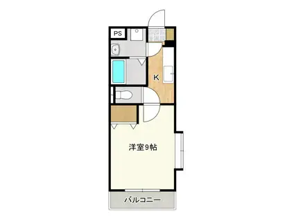 ハーヴェストII(1K/3階)の間取り写真