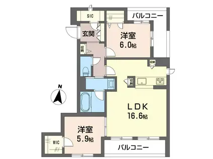 相鉄本線 大和駅(神奈川) 徒歩4分 4階建 新築(2LDK/3階)の間取り写真