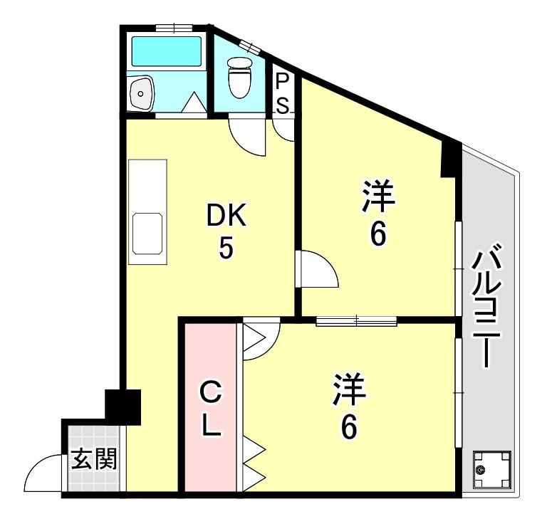 三葉ハイツ(1LDK/1階)の間取り写真