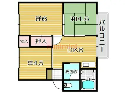 サンモリックB棟(3DK/2階)の間取り写真