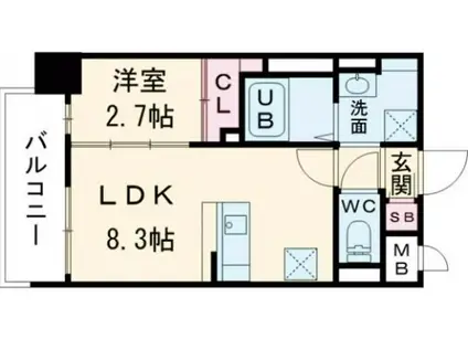 RESIDENCE花畑(1DK/6階)の間取り写真
