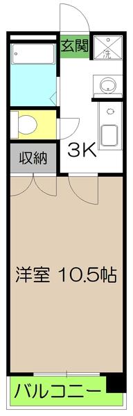 エントランスパークビル(1K/2階)の間取り写真