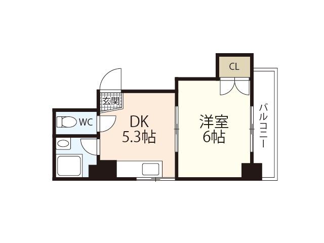 1975BLDG.昭和町 (1DK/5階)の間取り写真