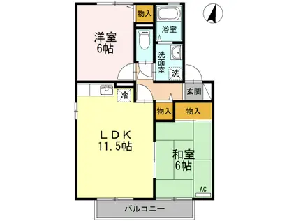 セジュールシマダA棟(2LDK/2階)の間取り写真