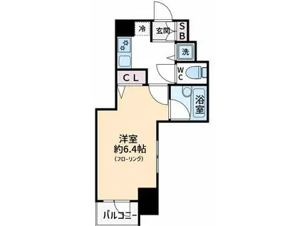 プレールドゥーク銀座イースト(1K/6階)の間取り写真