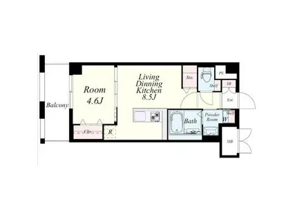 ベルコルティーレ(1LDK/10階)の間取り写真