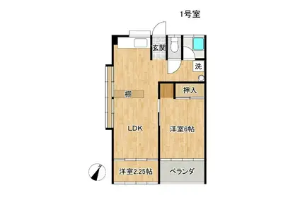 梅田ハイツ(1LDK/2階)の間取り写真