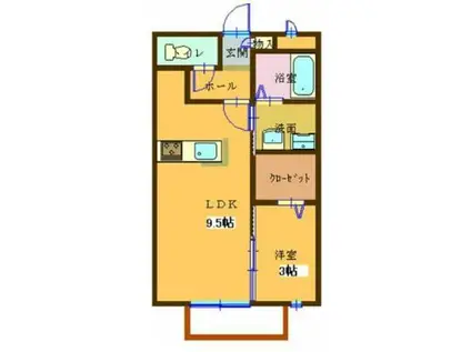 メルベーユ(1LDK/1階)の間取り写真