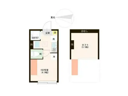 ハーモニーテラス富士見台IV(ワンルーム/1階)の間取り写真