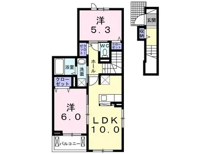 プレザントIII(2LDK/2階)の間取り写真