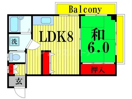 第一マジマハイツ春待月(1LDK/2階)の間取り写真