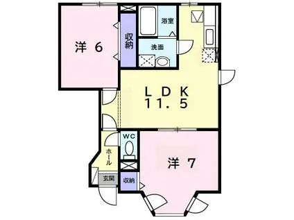 ベルフラット千種(2LDK/1階)の間取り写真