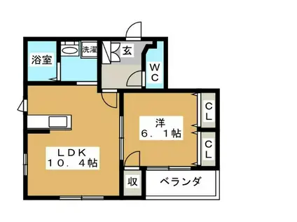ジュネス丸山台(1LDK/2階)の間取り写真
