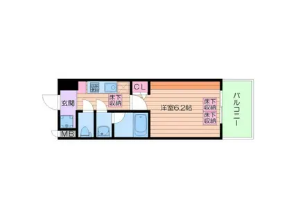 スプランディッド難波II(1K/9階)の間取り写真