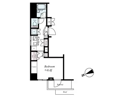 パレステュディオ文京根津(1K/8階)の間取り写真