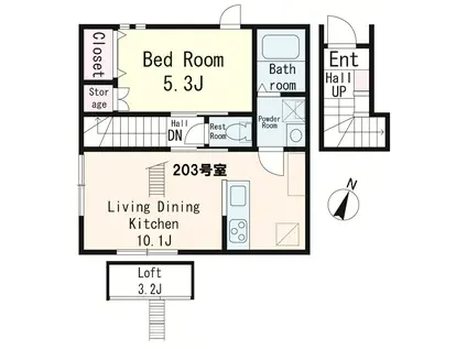 アヴニール大宮(1LDK/2階)の間取り写真