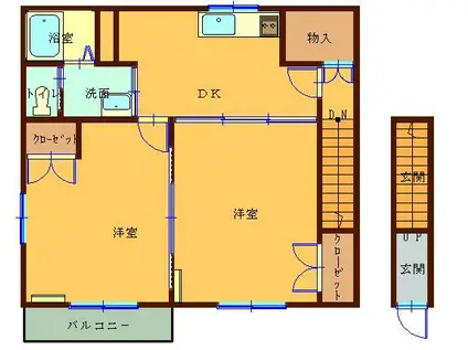 コンチェルトハイツ(2DK/2階)の間取り写真
