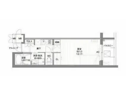 ガーデン東新宿(1K/5階)の間取り写真